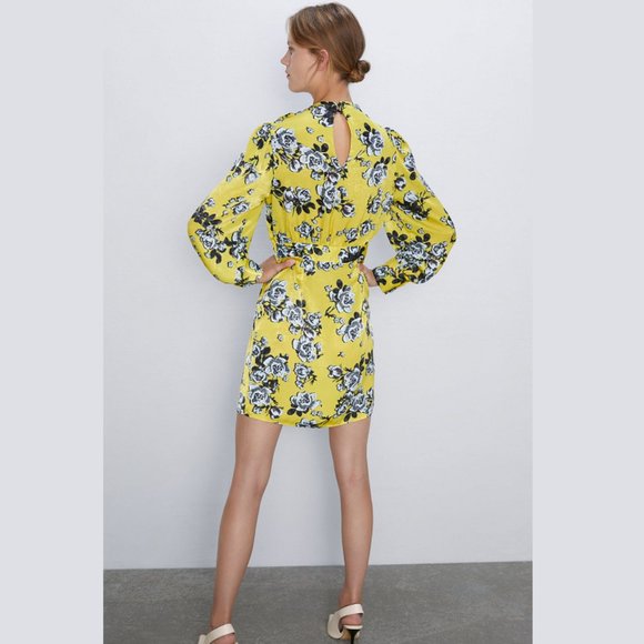 ZARA Floral Print Mini Dress with Tie* - Picture 14 of 15
